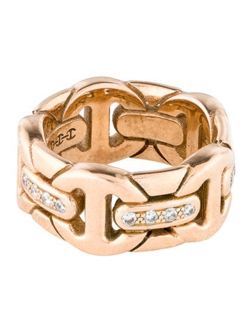 Pre-owned Hoorsenbuhs 18k Diamond Tri-link Band Ring In Multi