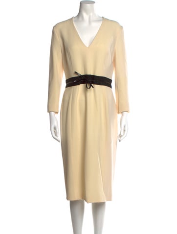 Herve Pierre Dresses V-Neck Midi Length Dress L