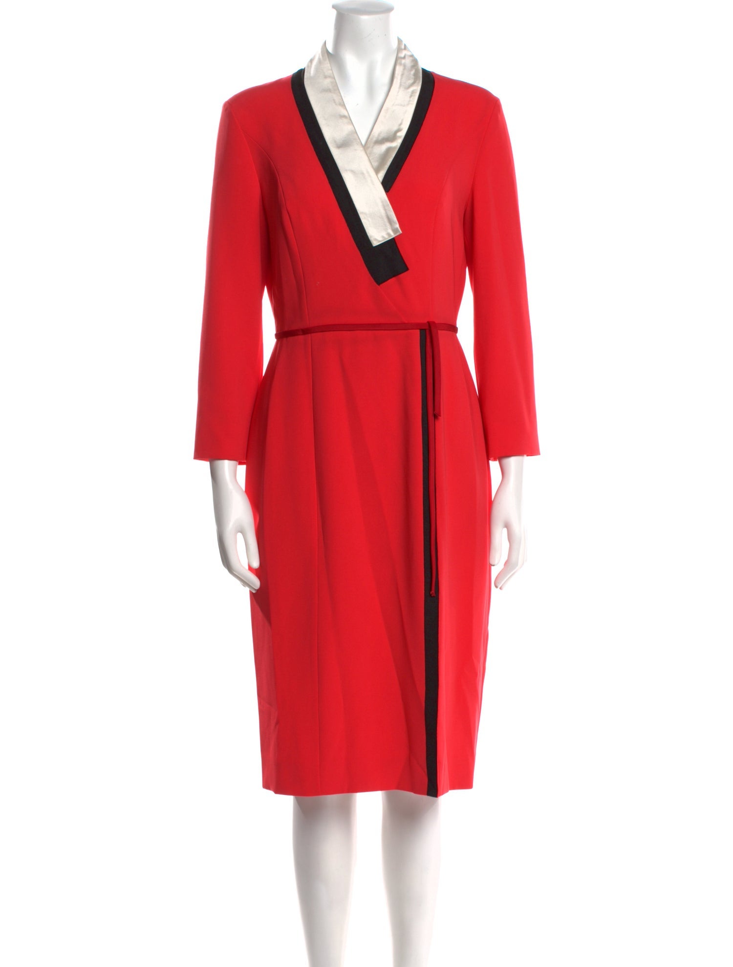 Herve Pierre V-Neck Midi Length Dress