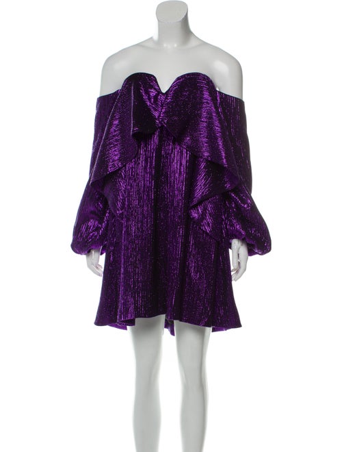 Halpern Metallic Mini Dress Metallic