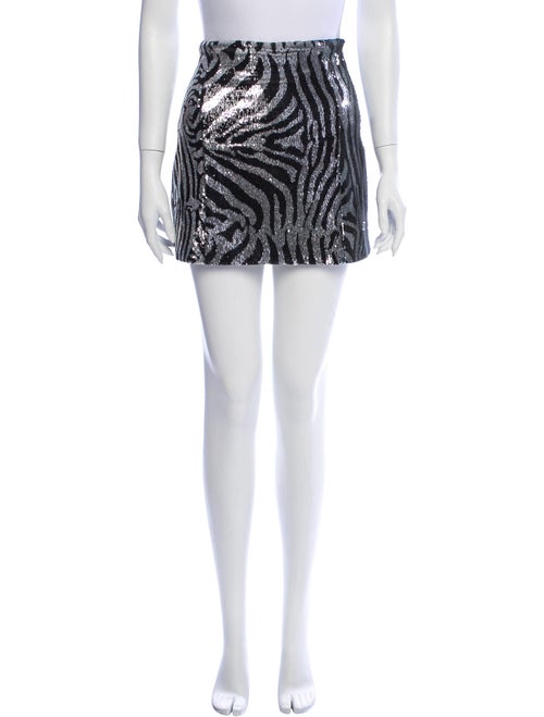 Halpern Printed Mini Skirt Metallic