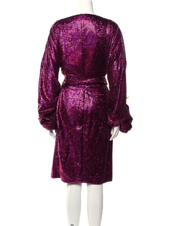 Halpern V-Neck Knee-Length Dress