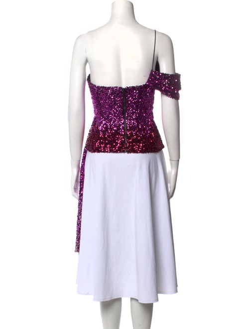 Halpern Floral Print One-Shoulder Tunic