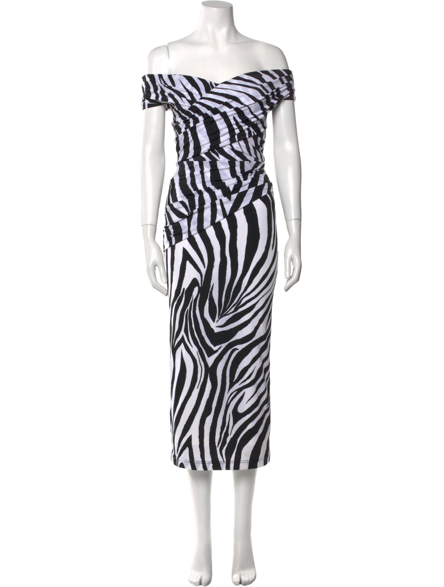 Halpern Printed Midi Length Dress