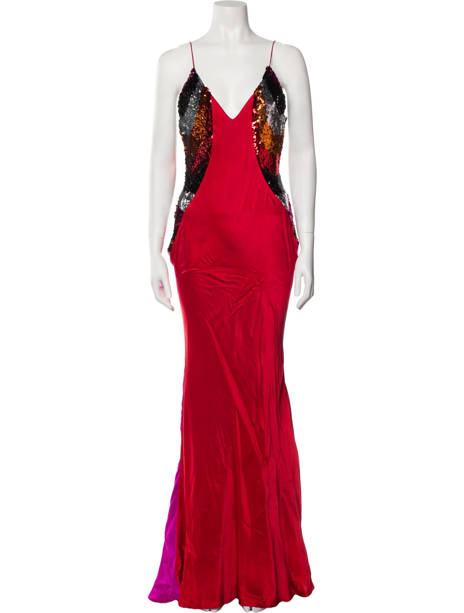 Halpern V-Neck Long Dress
