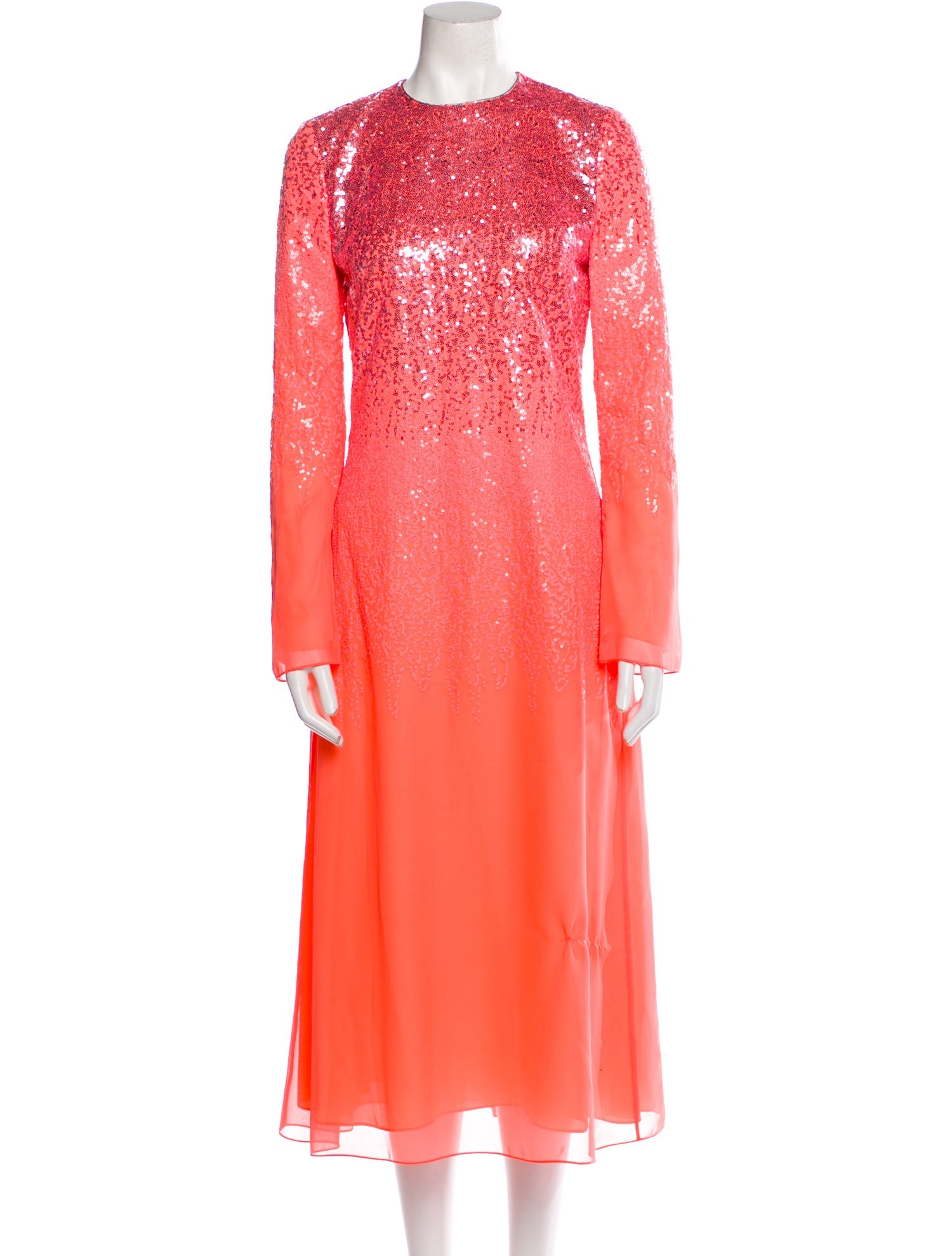 Halpern Crew Neck Long Dress