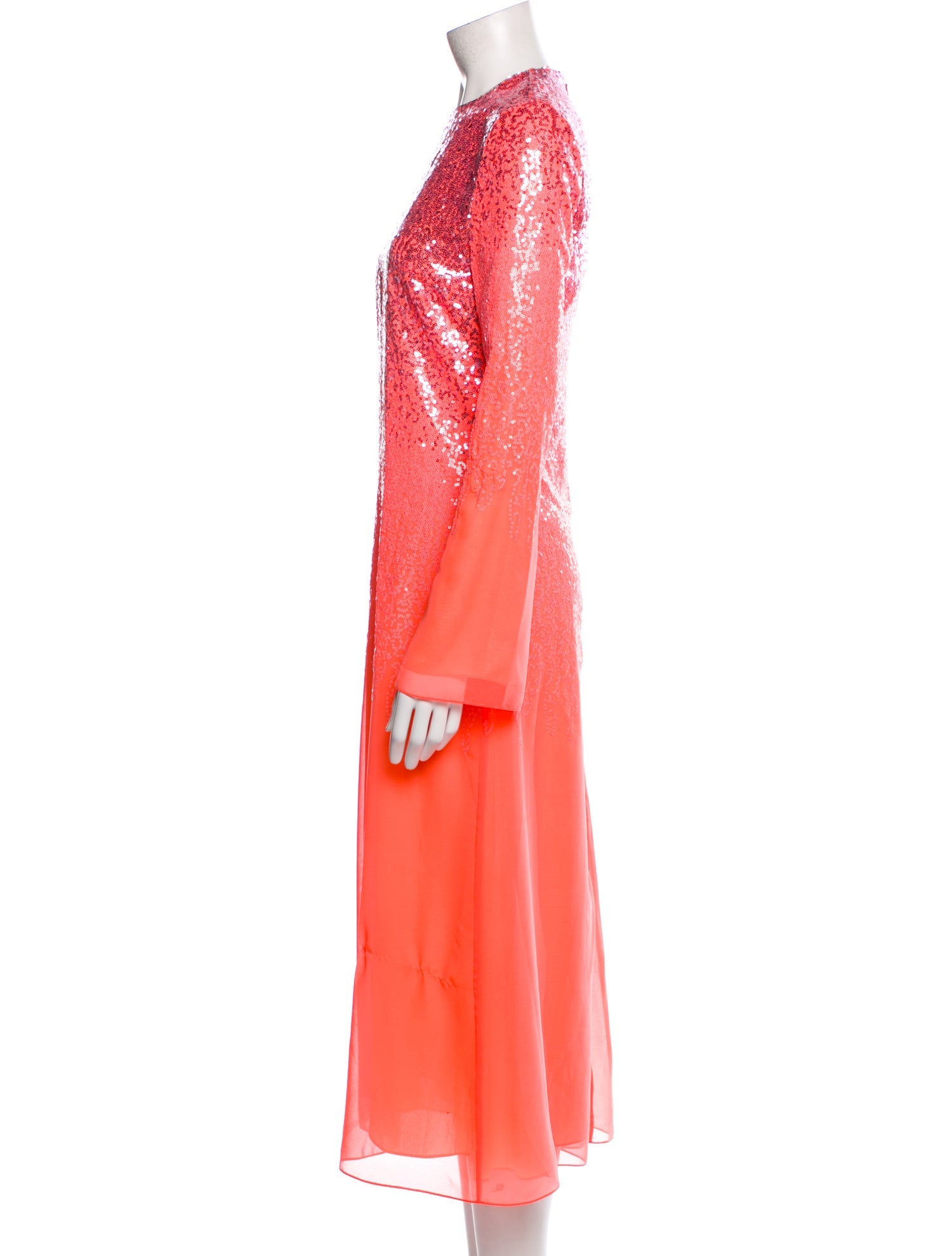 Halpern Crew Neck Long Dress