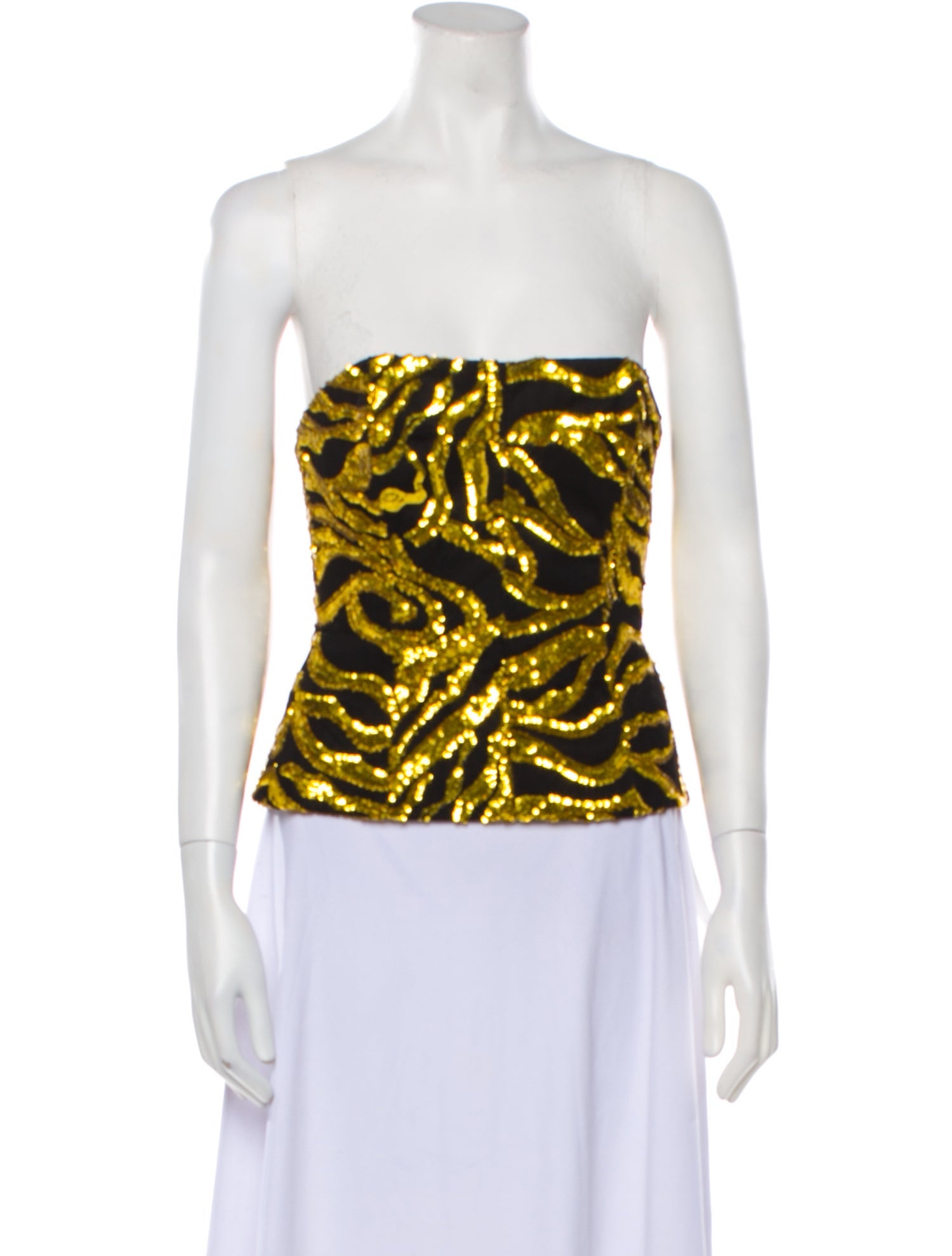Halpern Animal Print Strapless Top