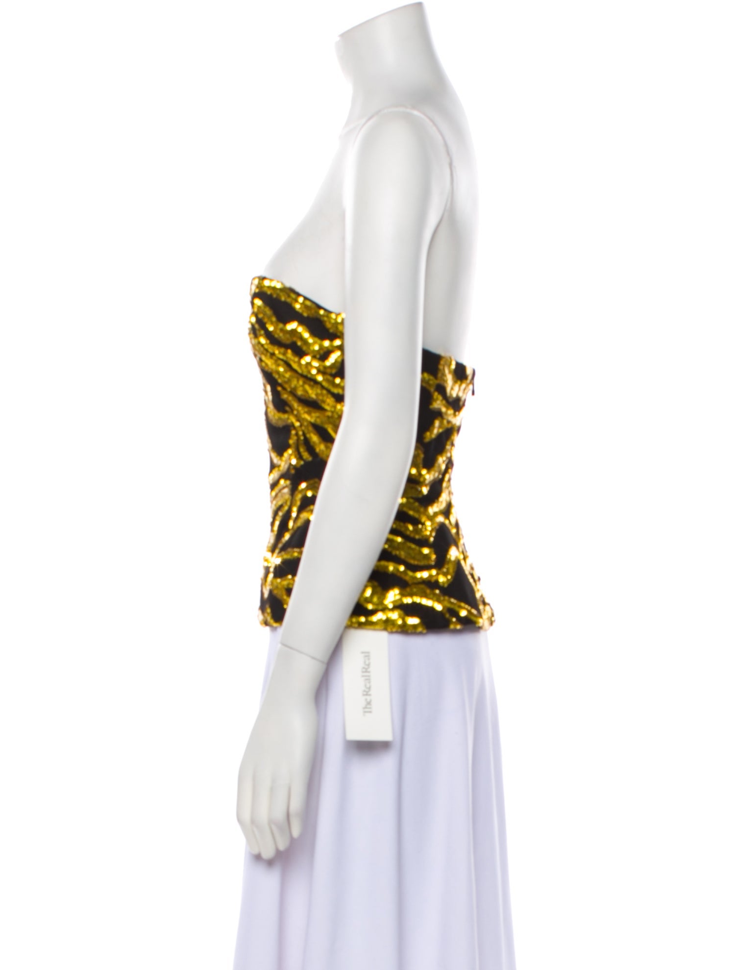 Halpern Animal Print Strapless Top