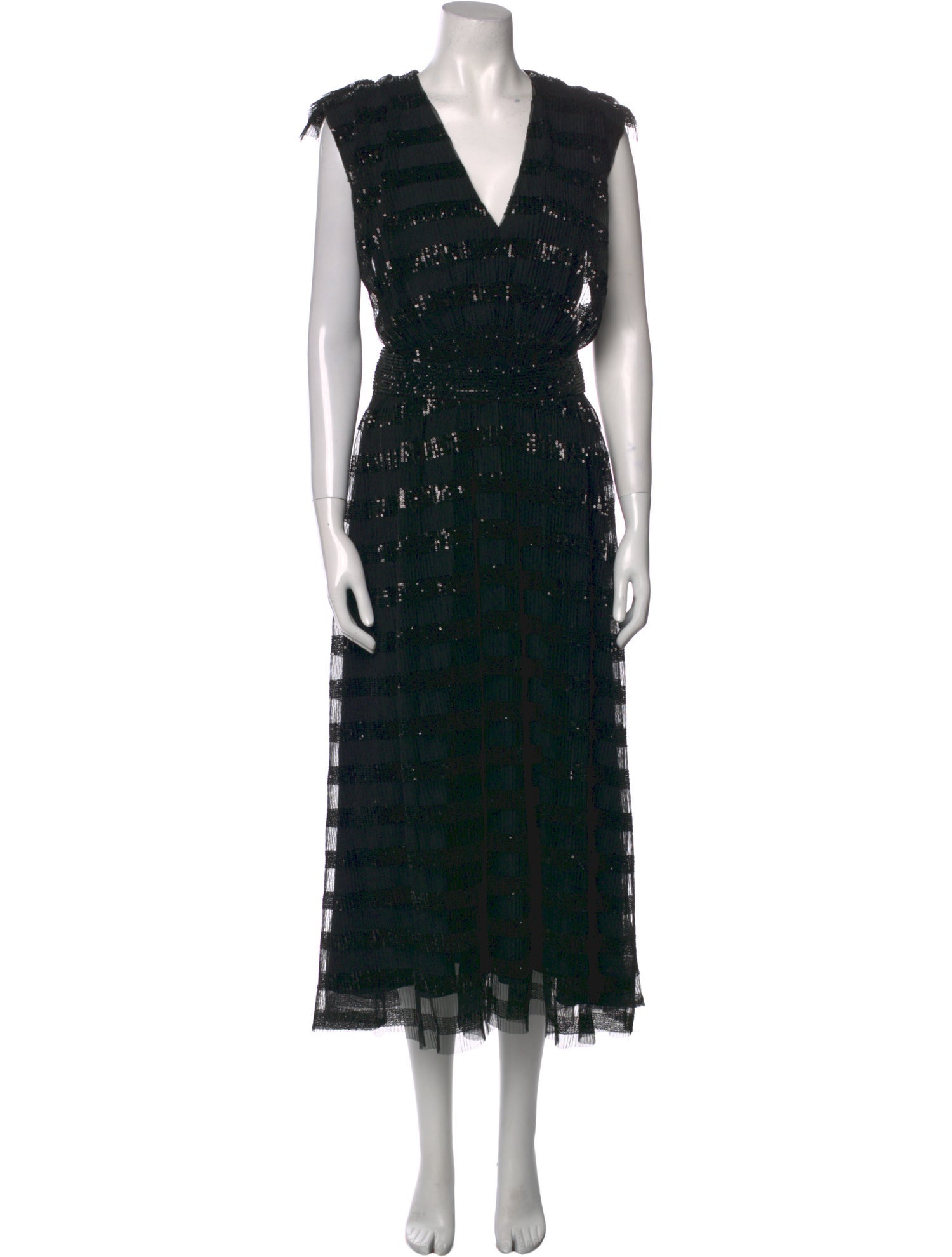 Halpern V-Neck Long Dress