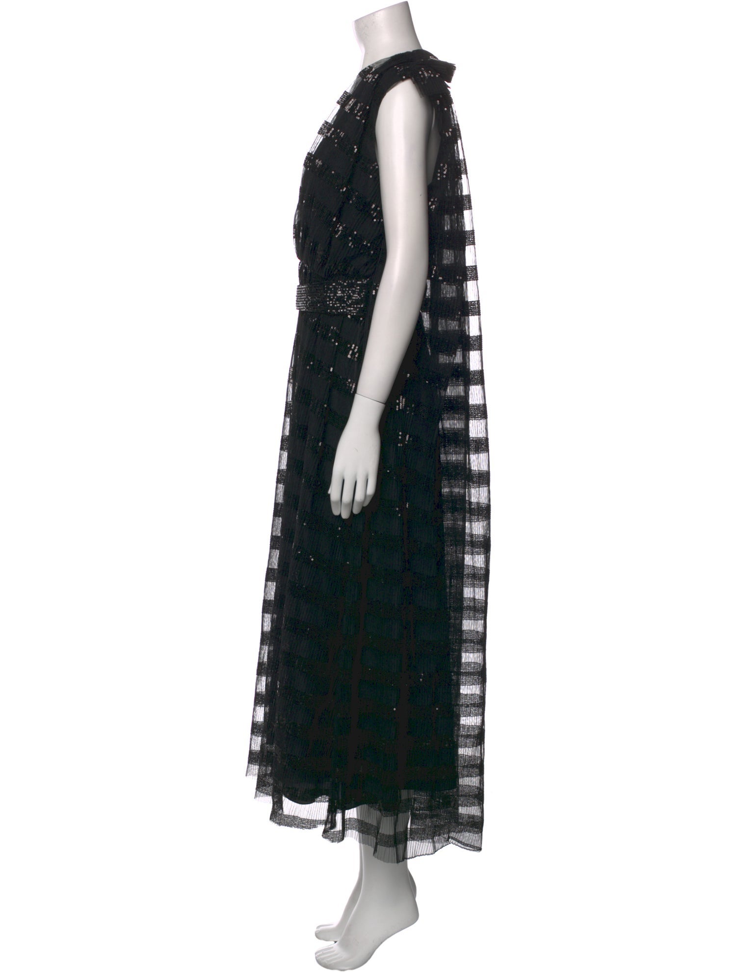 Halpern V-Neck Long Dress