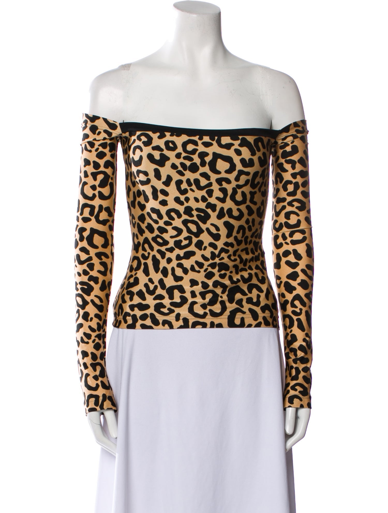 Halpern Animal Print Off-The-Shoulder Top