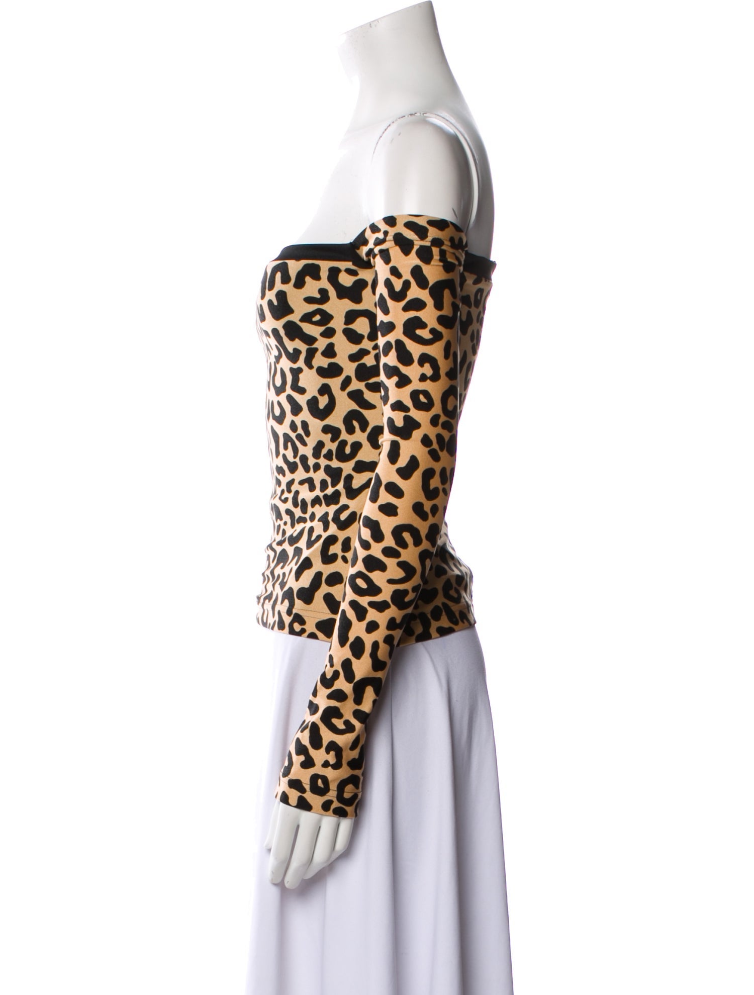 Halpern Animal Print Off-The-Shoulder Top