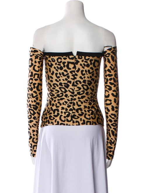 Halpern Animal Print Off-The-Shoulder Top