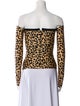 Halpern Animal Print Off-The-Shoulder Top