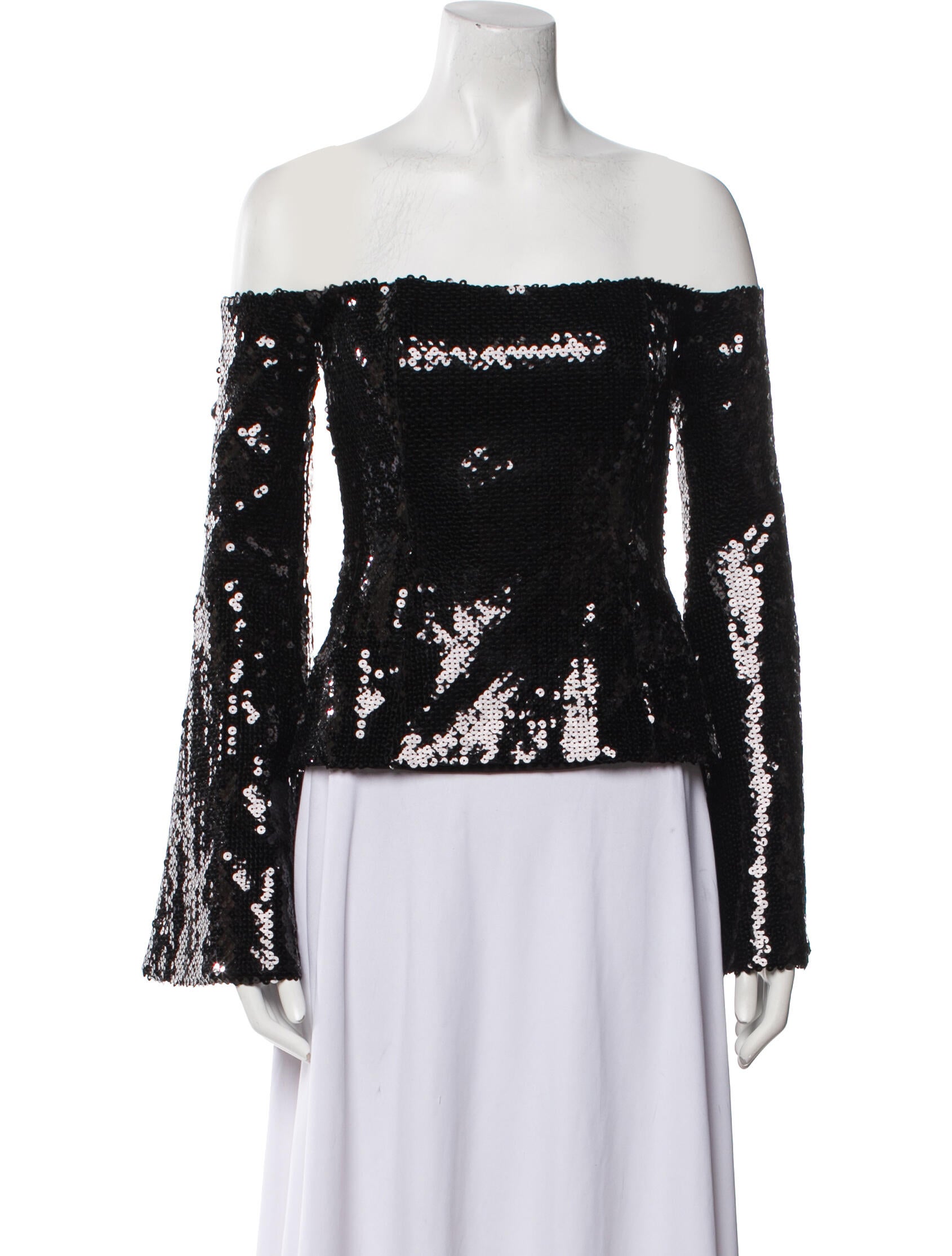 Halpern Off-The-Shoulder Long Sleeve Top