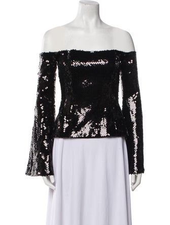 Halpern Off-The-Shoulder Long Sleeve Top