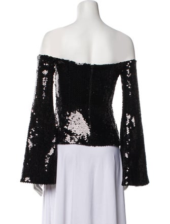 Halpern Off-The-Shoulder Long Sleeve Top