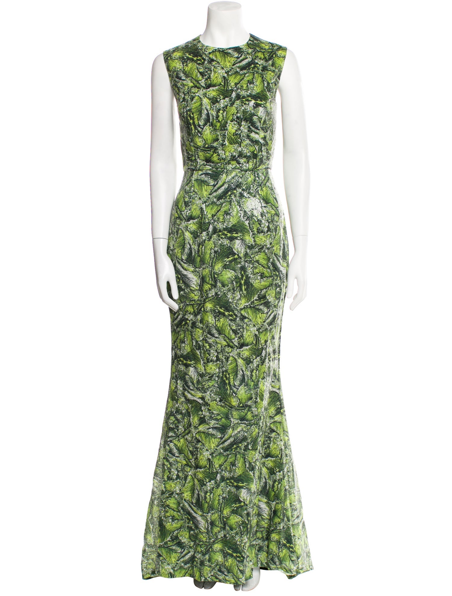 Halpern Printed Long Dress
