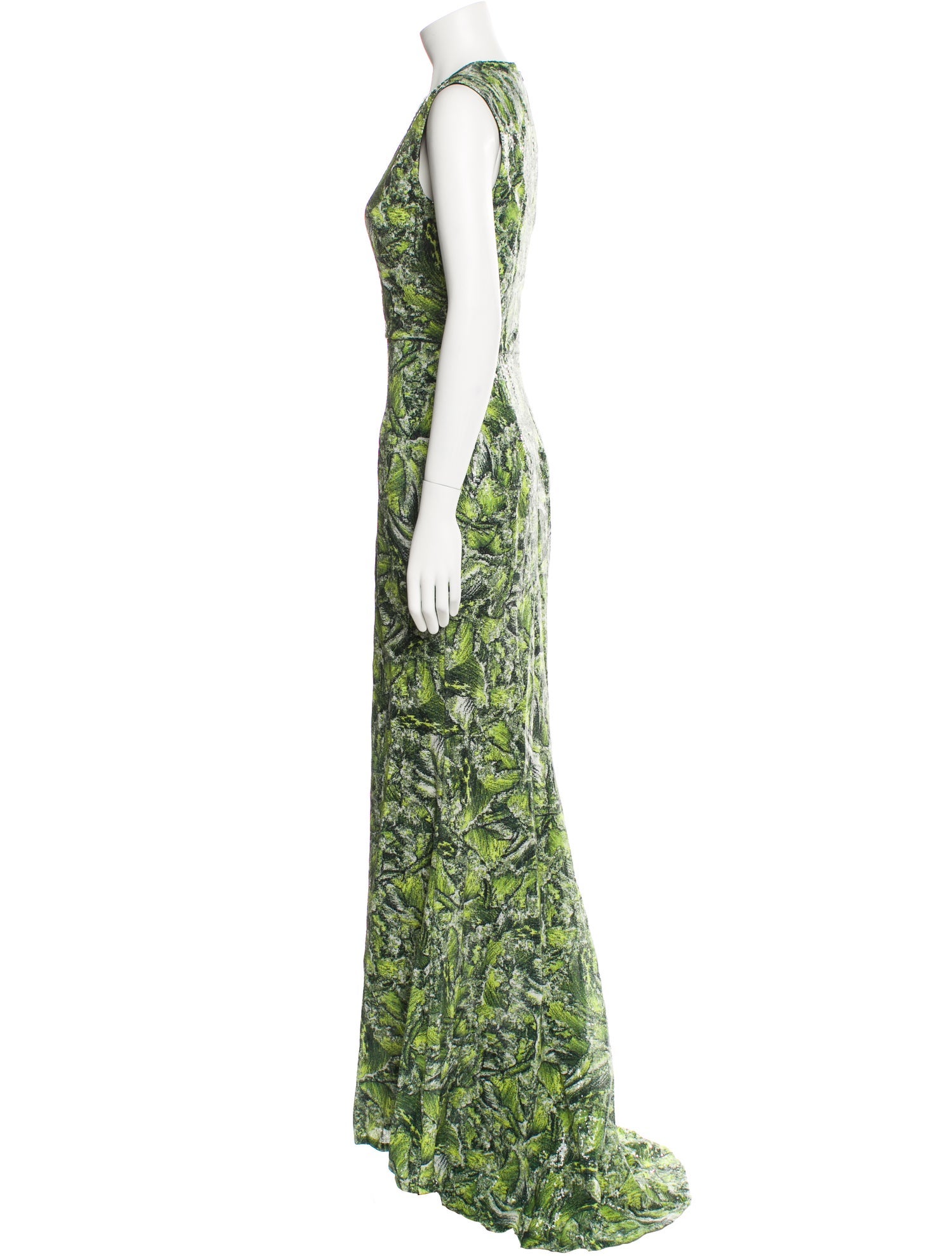 Halpern Printed Long Dress