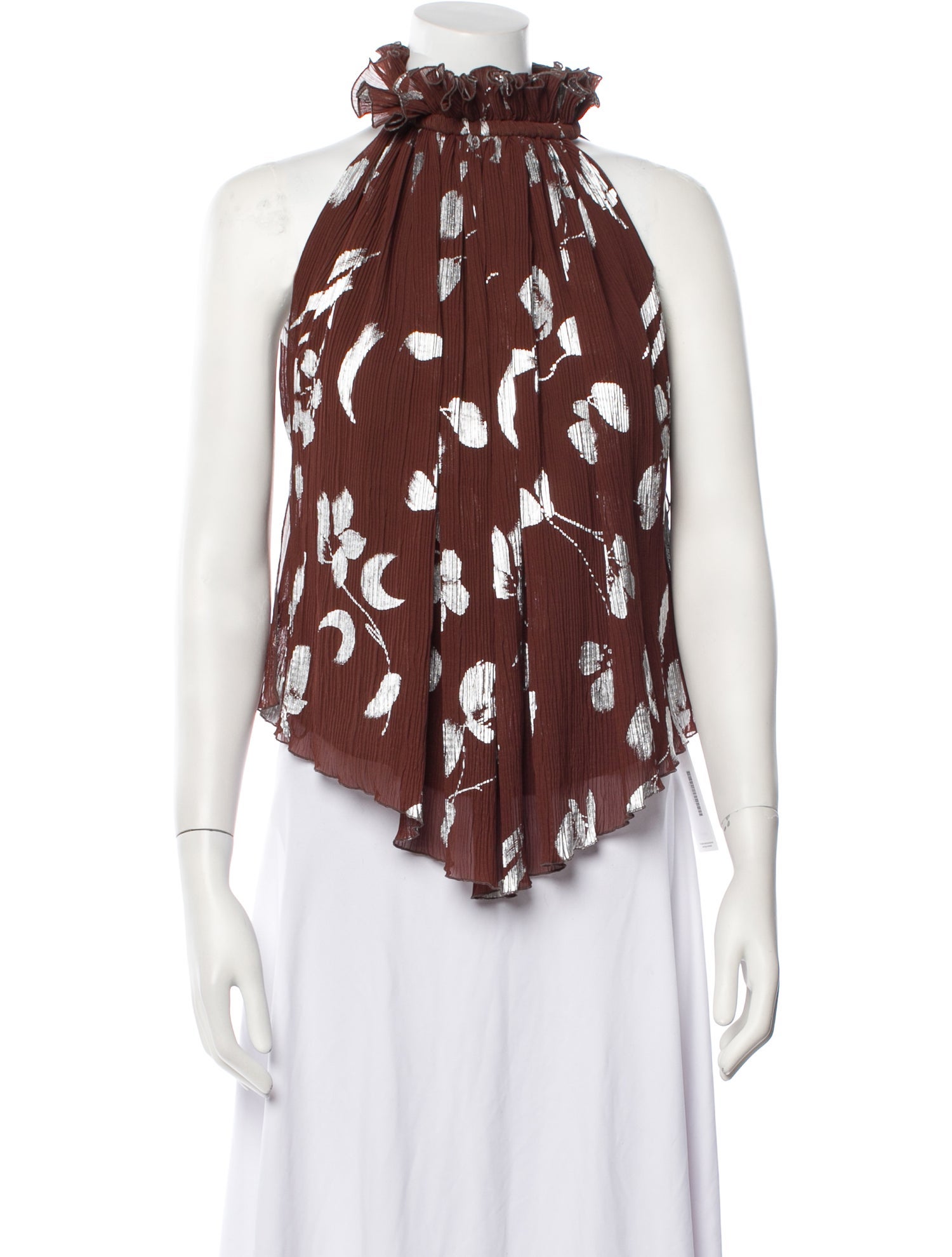 Halpern Floral Print Strapless Blouse