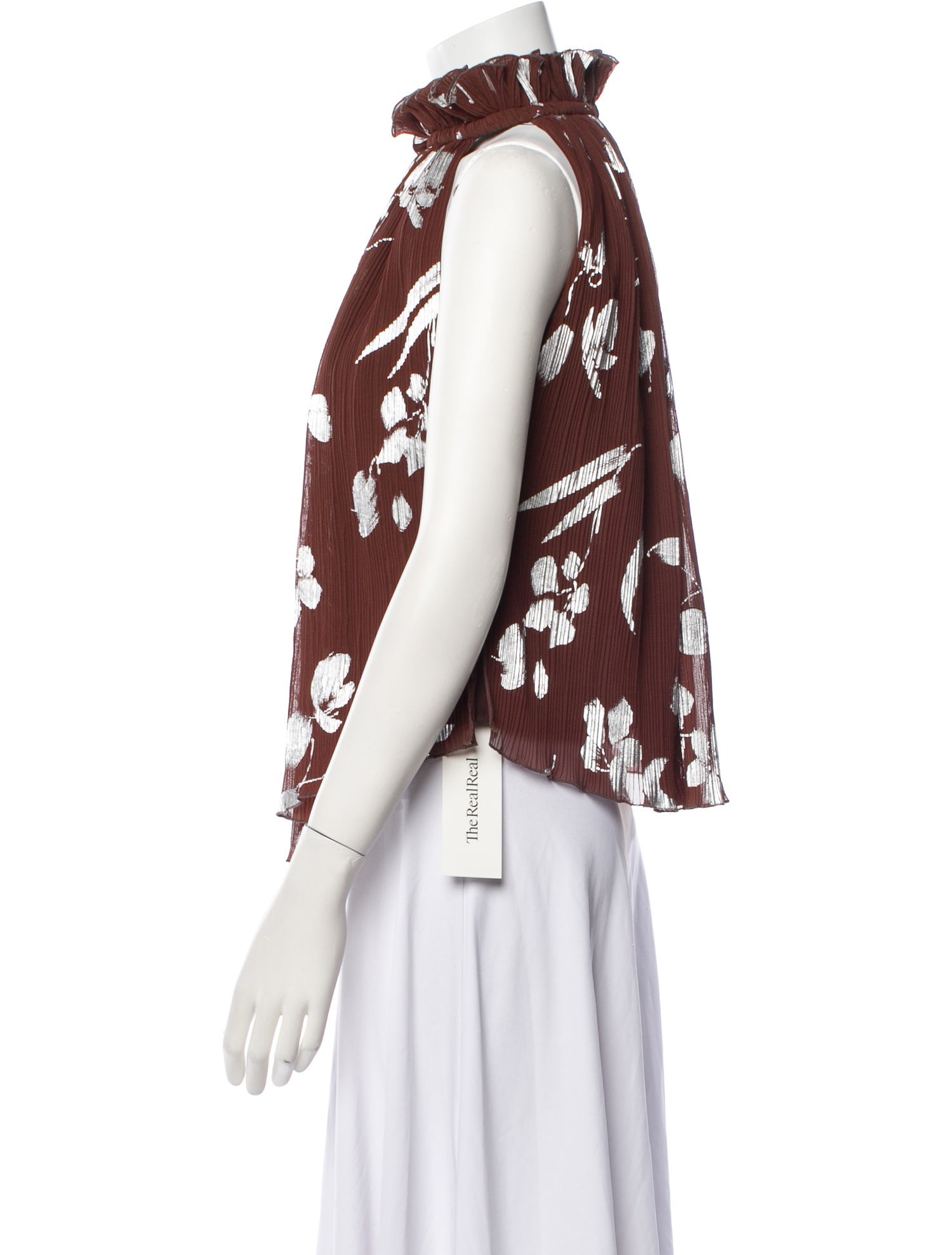 Halpern Floral Print Strapless Blouse