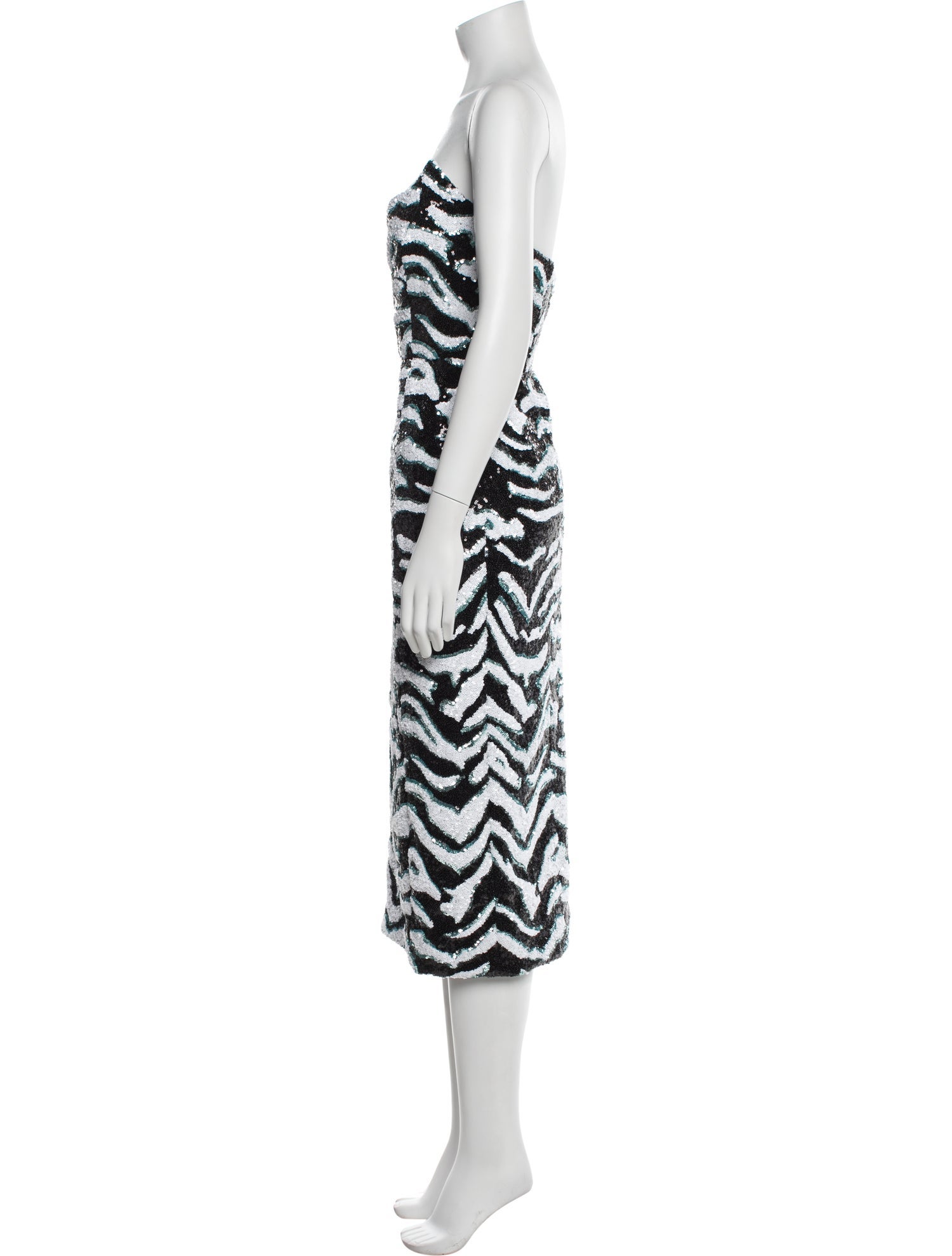 Halpern Colorblock Pattern Midi Length Dress