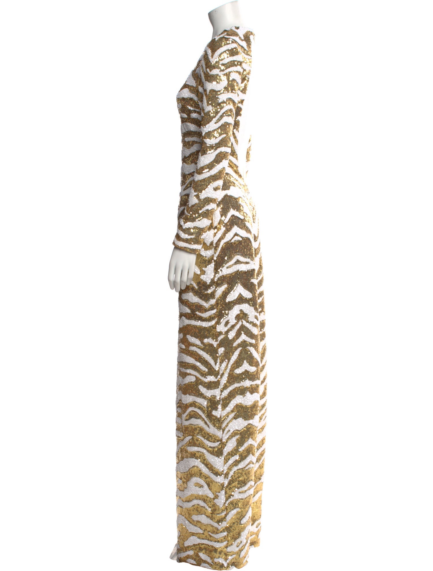 Halpern Animal Print Long Dress