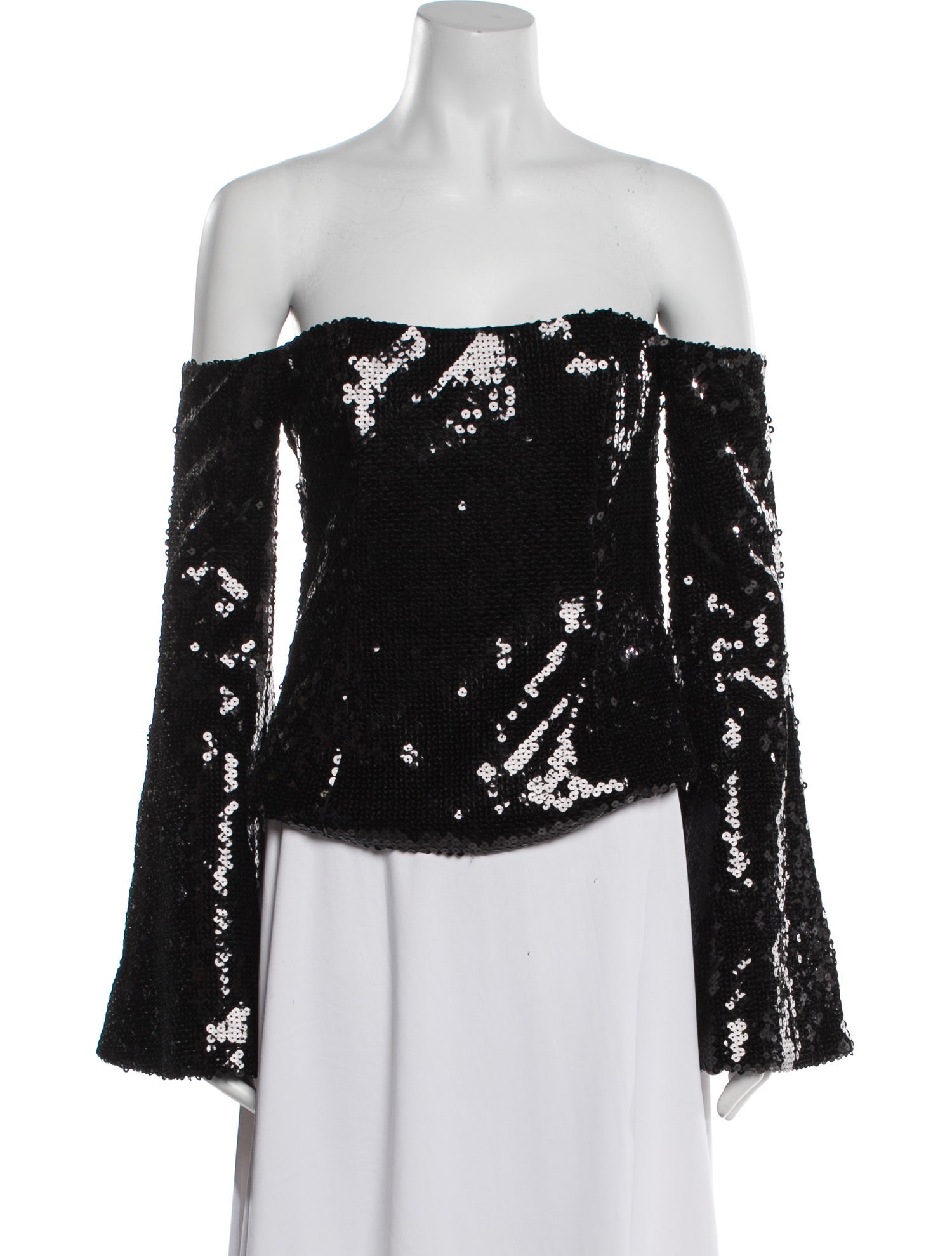 Halpern Off-The-Shoulder Long Sleeve Blouse