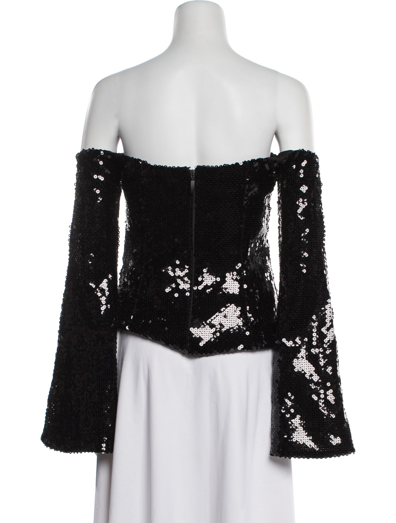 Halpern Off-The-Shoulder Long Sleeve Blouse