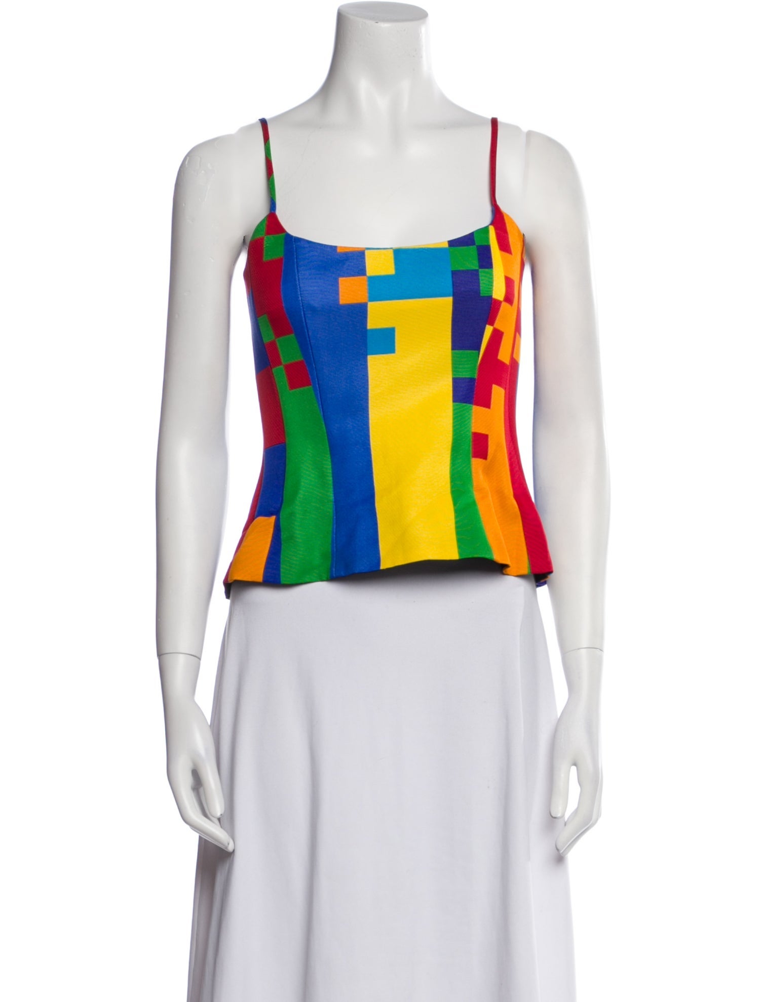 Halpern Printed Square Neckline Top