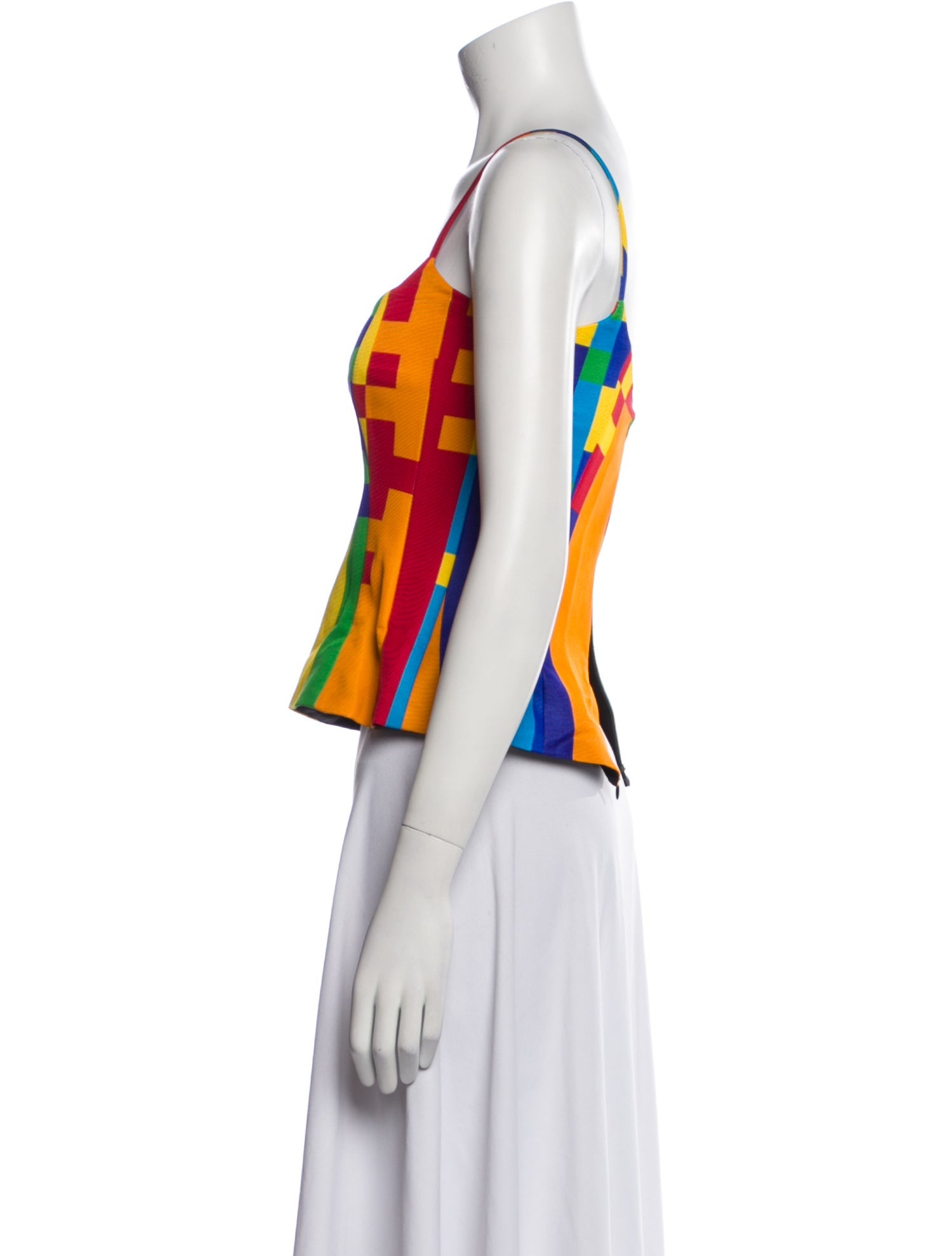 Halpern Printed Square Neckline Top