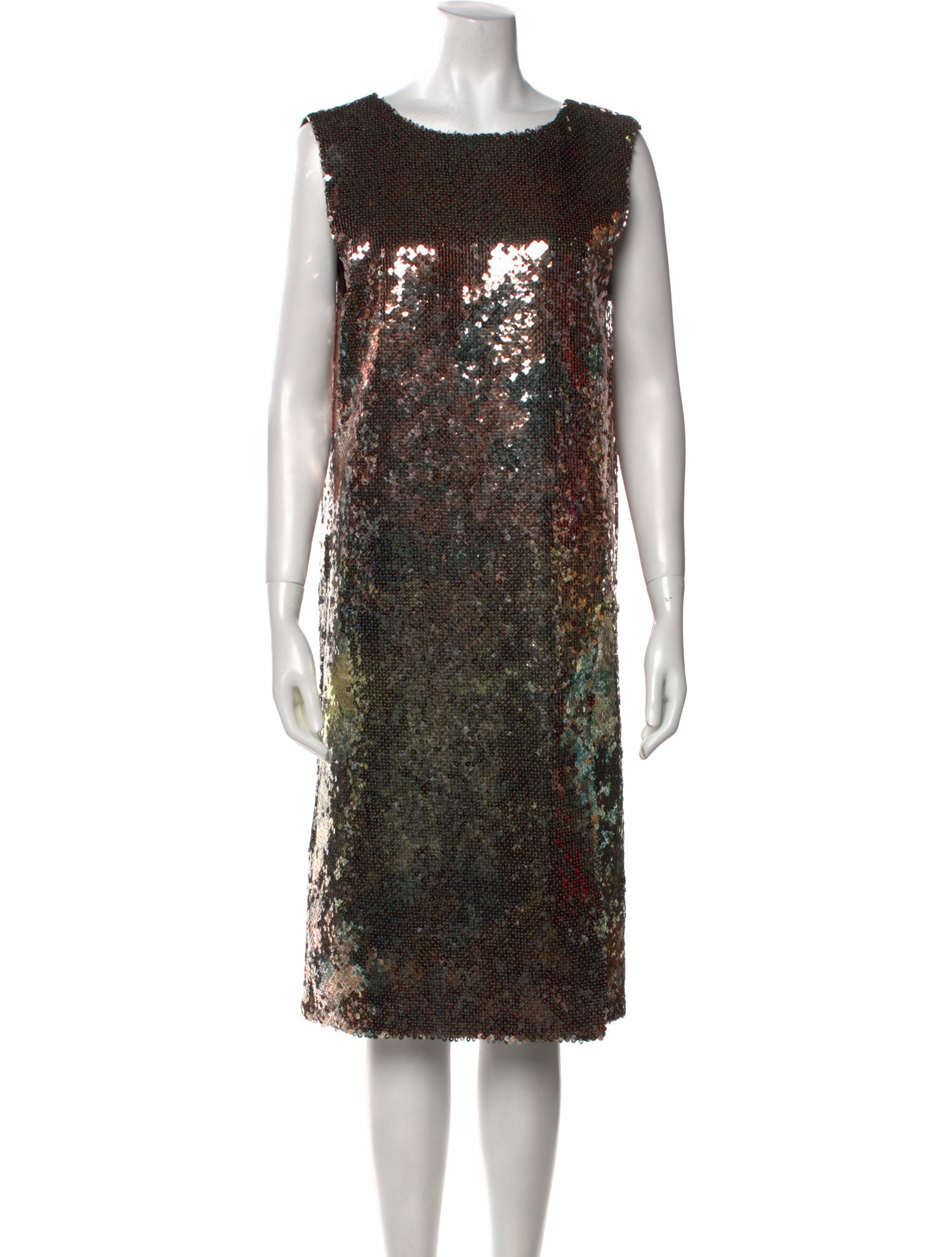 Halpern Bateau Neckline Midi Length Dress