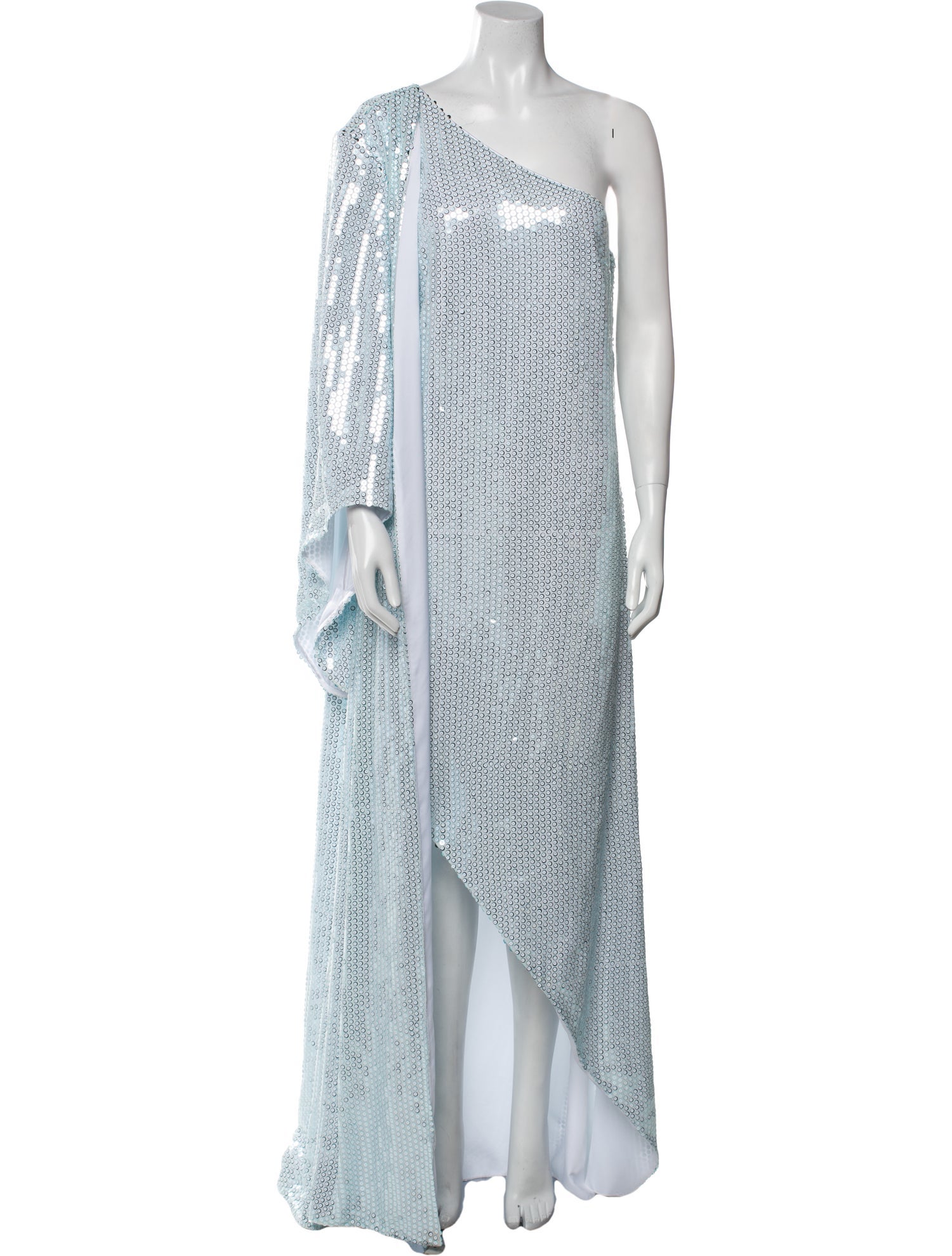 Halpern One-Shoulder Long Dress