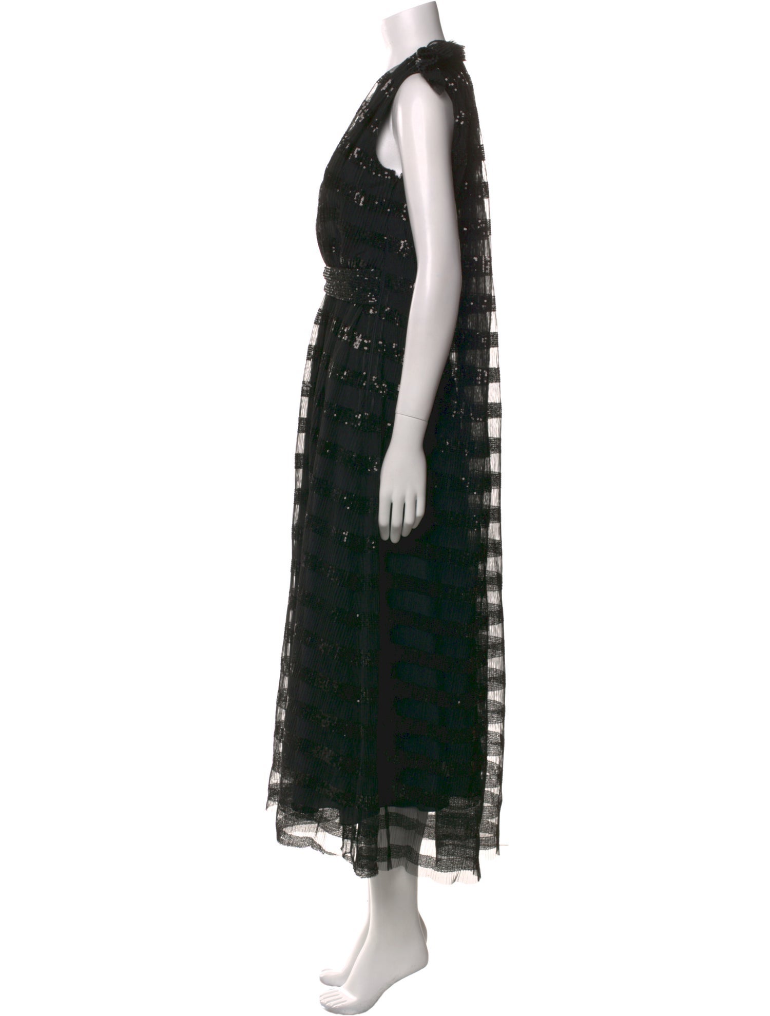 Halpern V-Neck Long Dress