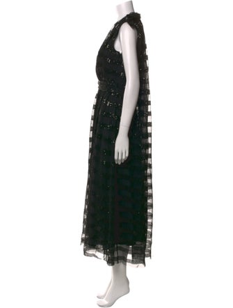 Halpern V-Neck Long Dress