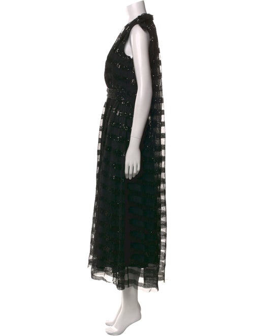Halpern V-Neck Long Dress