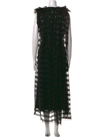 Halpern V-Neck Long Dress