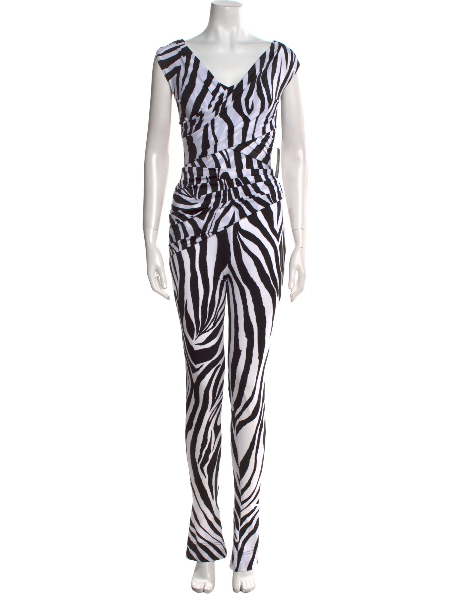 Halpern Animal Print V-Neck Jumpsuit w/ Tags