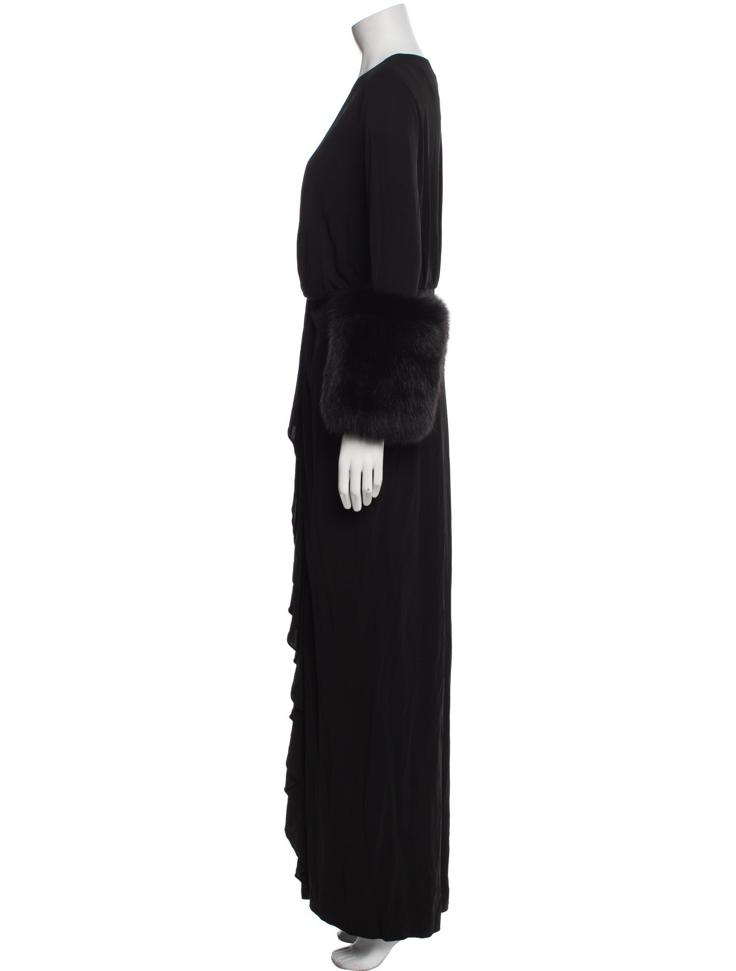 Halpern V-Neck Long Dress