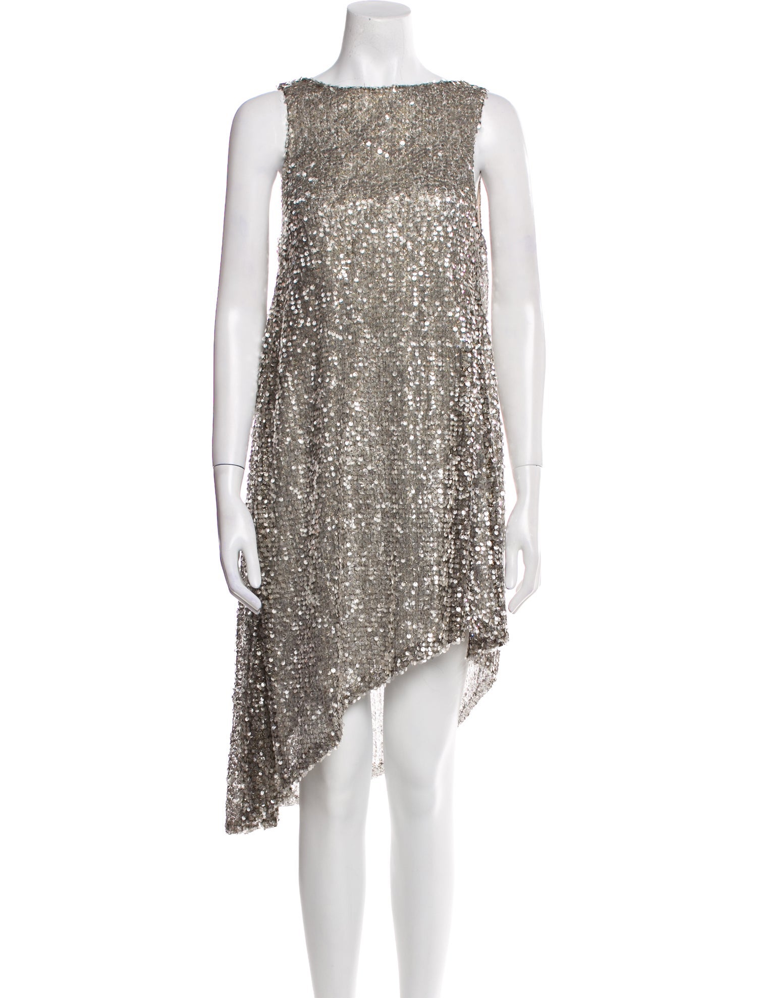 Halpern Bateau Neckline Midi Length Dress