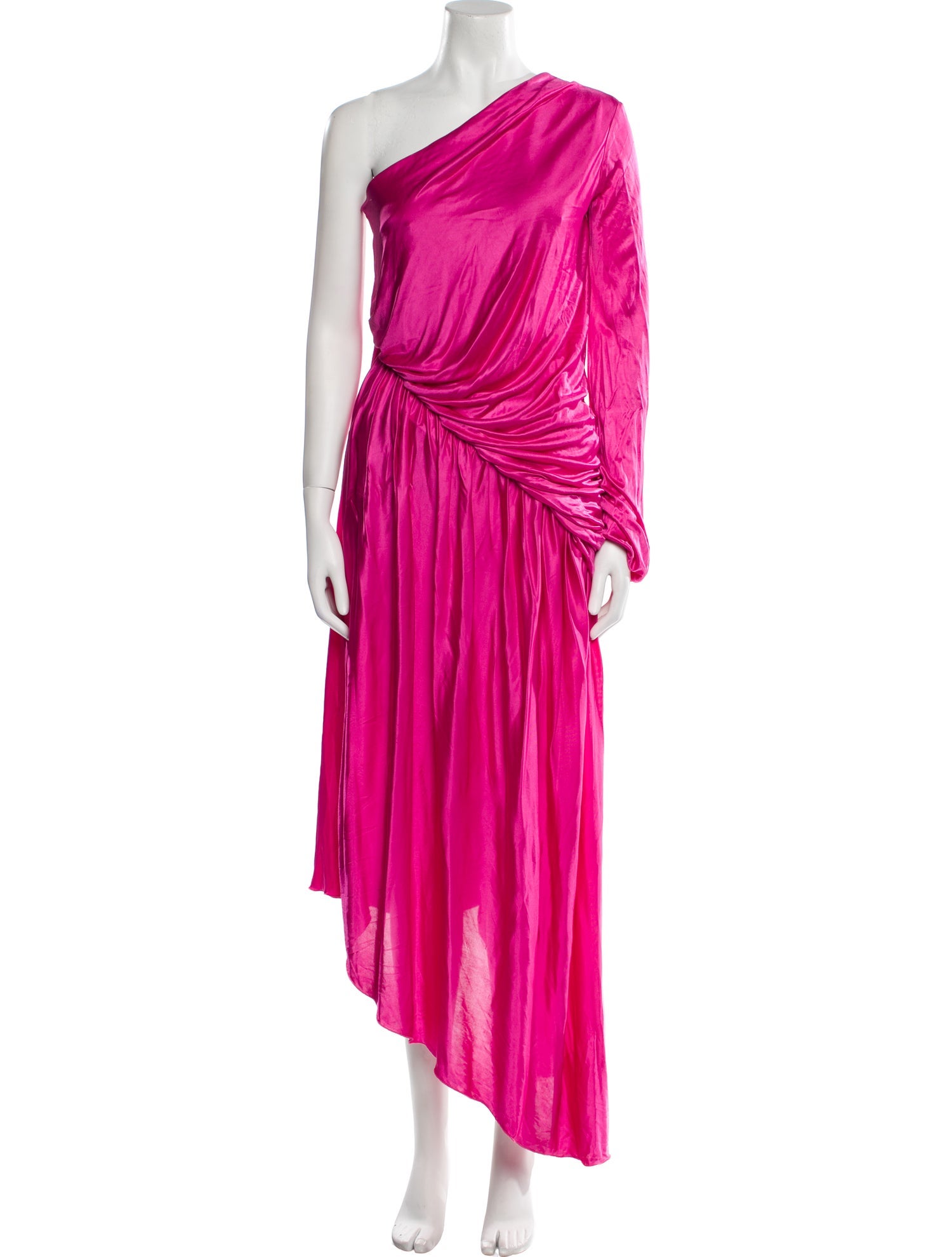 Halpern One-Shoulder Long Dress
