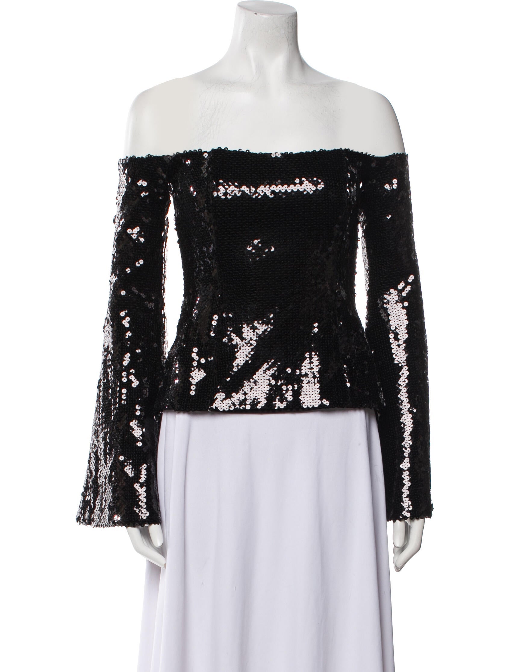 Halpern Off-The-Shoulder Long Sleeve Top