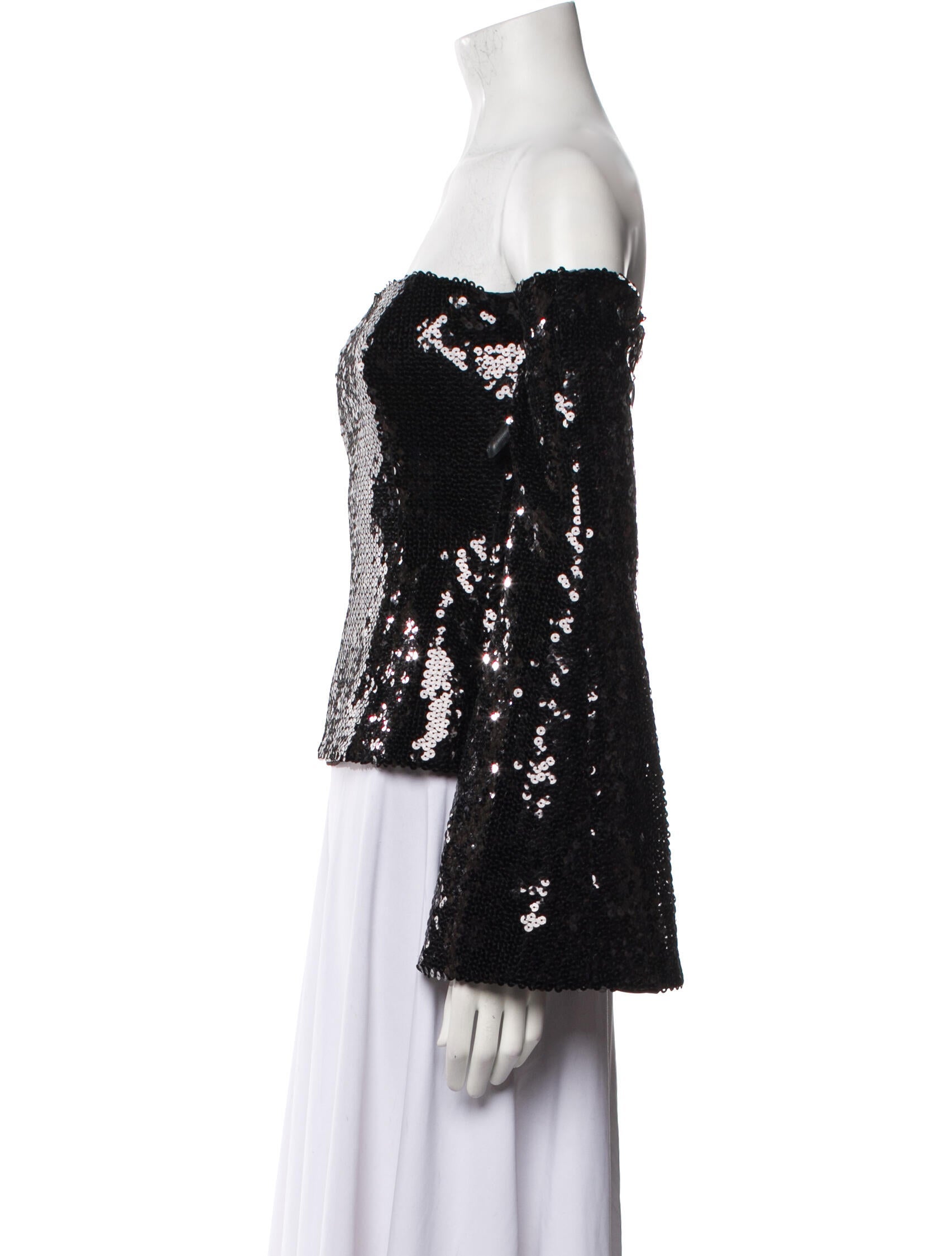 Halpern Off-The-Shoulder Long Sleeve Top