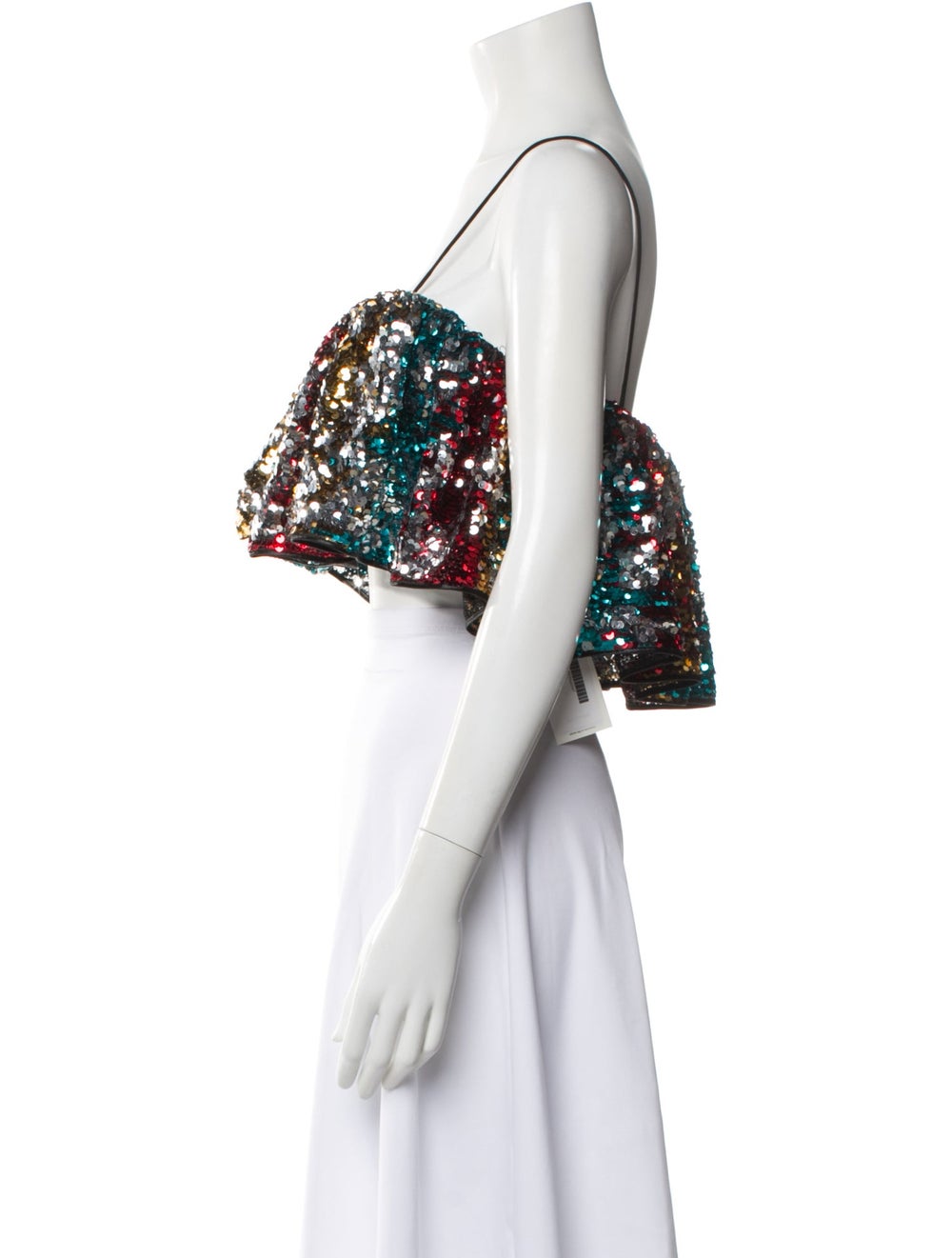 Halpern Sequin Patterned Crop Top - image 2