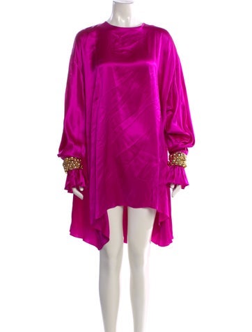 Pre-owned Halpern Silk Crew Neck Top In Pink