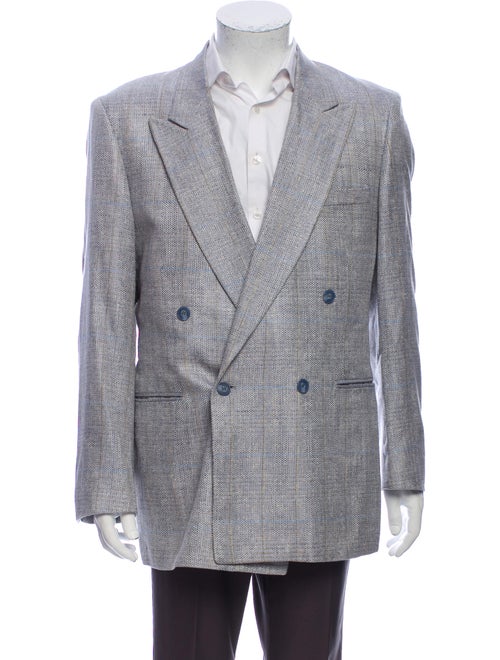 Hardy Amies Plaid Print Blazer Purple