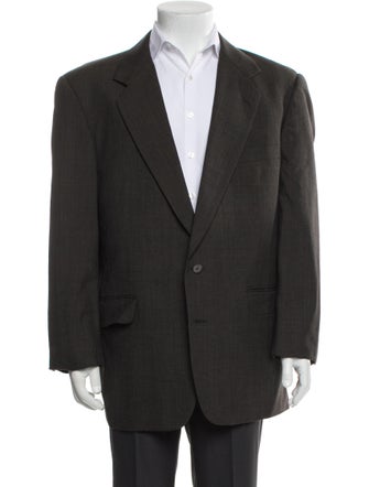 Hardy Amies Wool Plaid Print Two-Piece Blazer