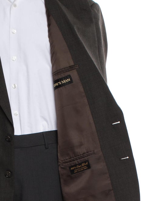 Hardy Amies Wool Plaid Print Two-Piece Blazer