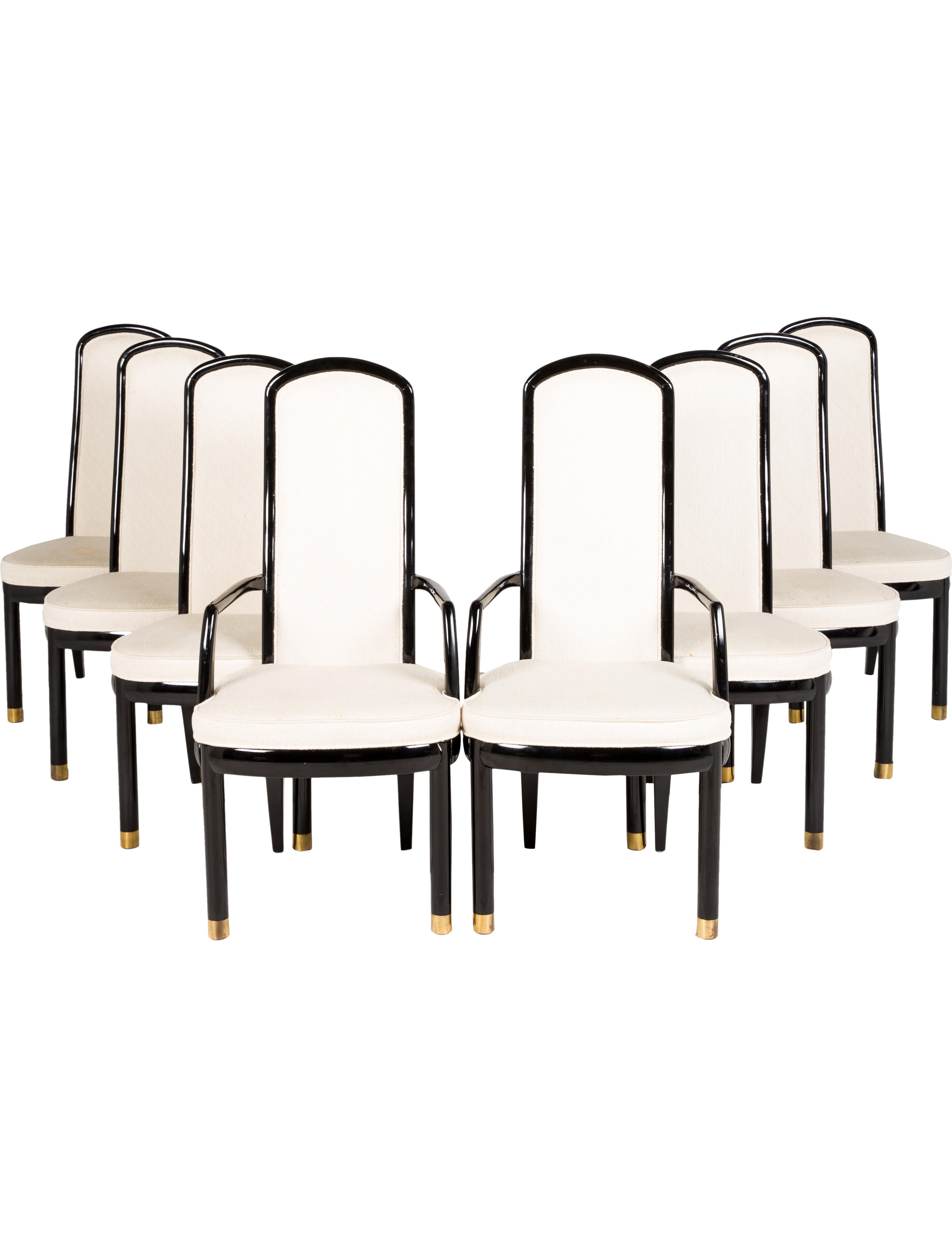 Henredon Set of 8 Scene Three Dining Chairs Black, 8 pieces Seating